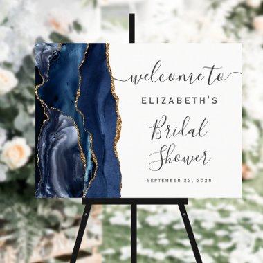 Agate Navy Blue Gold Script  Welcome Foam Board