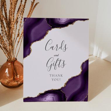 Agate Purple Gold Lavender Wedding  and Gifts Pedestal Sign