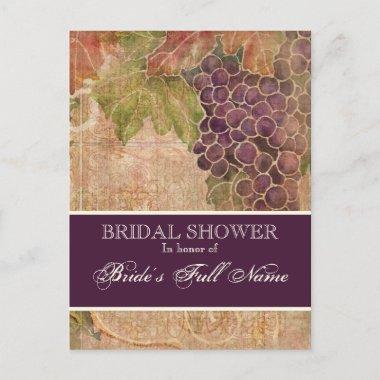 Aged Grape Vineyard Bridal Shower Post Invitations