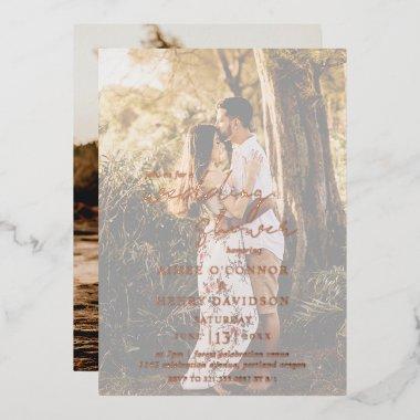 Aimee Rustic Script Modern Wedding Shower Foil