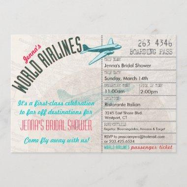 Airline Ticket DestinationBridal Shower Invitations