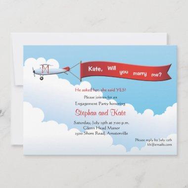Airplane Banner Engagement Party Invitations