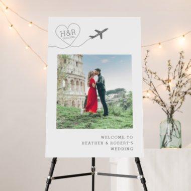 Airplane Heart Monogram Wedding Welcome Sign