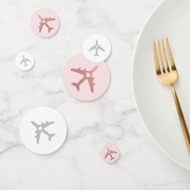 Airplane Romantic Heart Destination Travel Theme Confetti