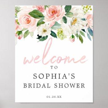 Airy Blush Floral Bridal Shower Welcome Sign