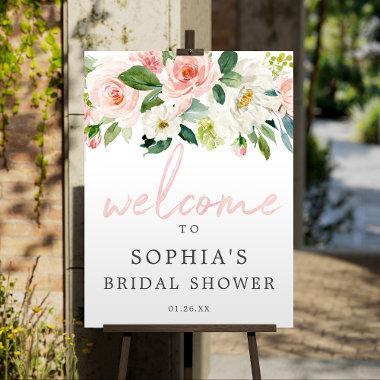 Airy Blush Floral Bridal Shower Welcome Sign