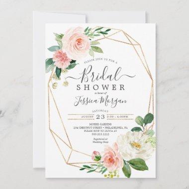 Airy Blush Pink Floral Bridal Shower Invitations