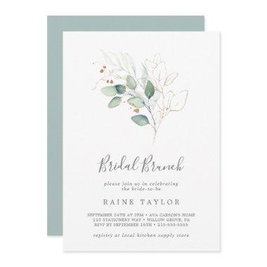 Airy Greenery and Gold Leaf Bridal Brunch