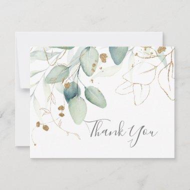Airy Greenery and Gold Leaf Thank You Invitations