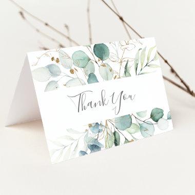 Airy Greenery and Gold Leaf Thank You Invitations