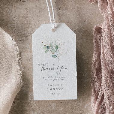 Airy Greenery and Gold Leaf Thank You Favor Gift Tags