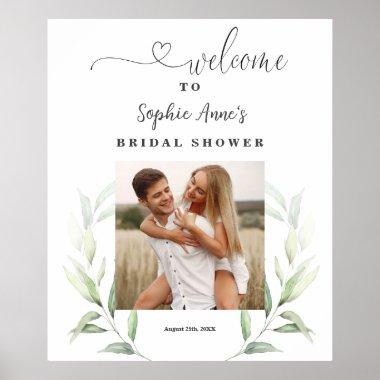 Airy Greenery Bridal Shower Photo Welcome Sign
