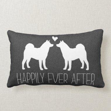 Akita Silhouettes with Heart and Text Lumbar Pillow