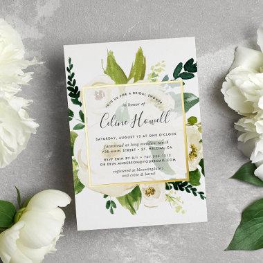 Alabaster Floral Bridal Shower Gold Foil Invitations