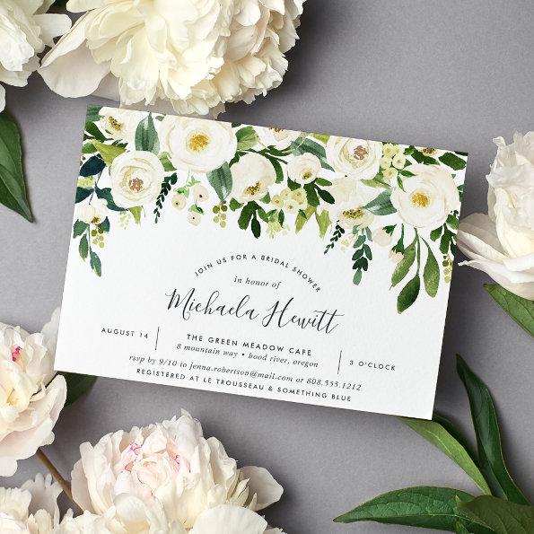 Alabaster Floral Bridal Shower Invitations