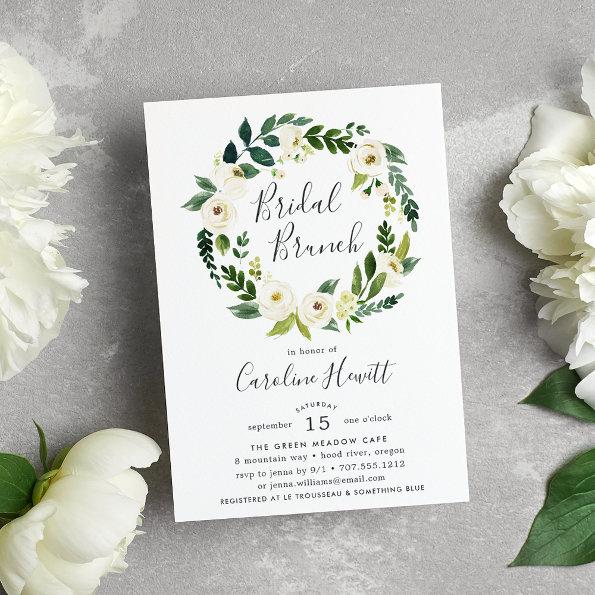 Alabaster Wreath Bridal Brunch Invitations