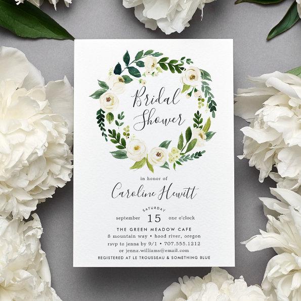 Alabaster Wreath Bridal Shower Invitations