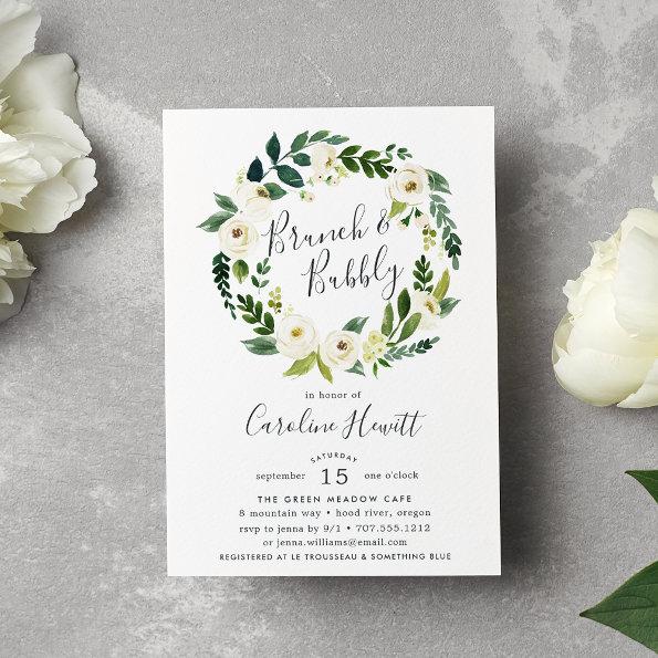 Alabaster Wreath Brunch & Bubbly Shower Invitations