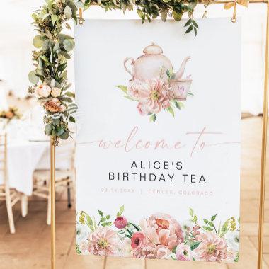 ALICE Blush Floral Birthday Tea Brunch Welcome Foam Board