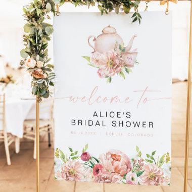 ALICE Blush Floral Bridal Tea Party Brunch Welcome Foam Board