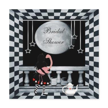 Alice, Flamingo & Moon Bridal Shower Invitations