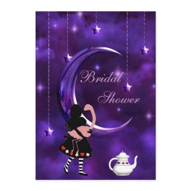 Alice & Flamingo Purple Moon Bridal Shower Invitations