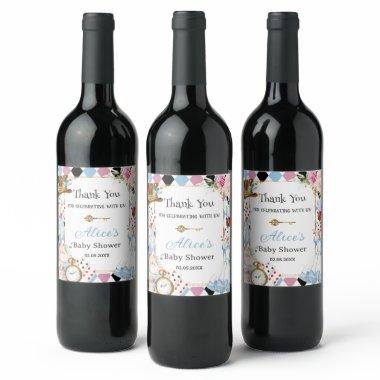 Alice in Wonderland Baby Shower High Tea Party Wine Label