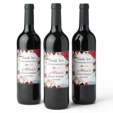 Alice in Wonderland Birthday Bridal Baby High Tea Wine Label