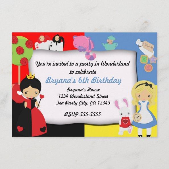 Alice in Wonderland Birthday Party Invitations