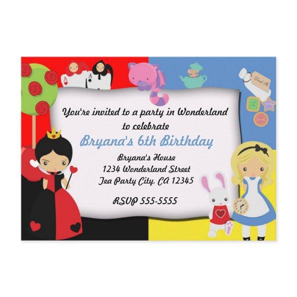 Alice in Wonderland Birthday Party Invitations