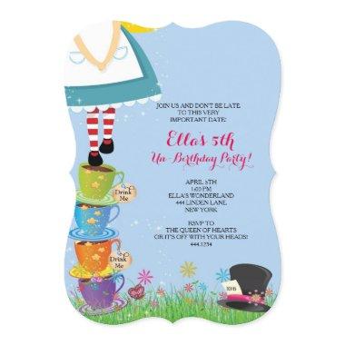 Alice in Wonderland Birthday Party Invitations