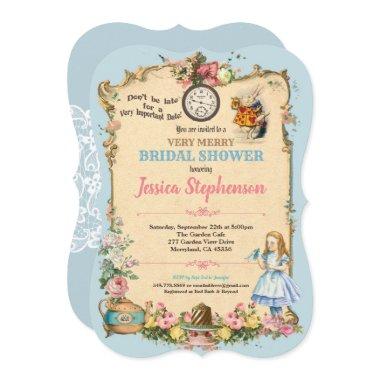 Alice in Wonderland  invitaion blue