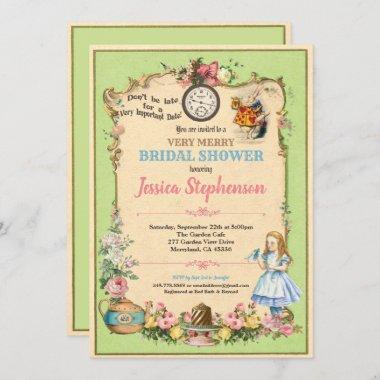 Alice in Wonderland bridal shower invitaion green Invitations