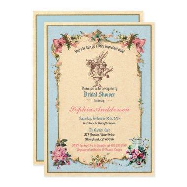 Alice in Wonderland bridal shower Invitations blue