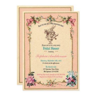 Alice in Wonderland bridal shower Invitations pink