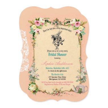 Alice in Wonderland bridal shower Invitations pink