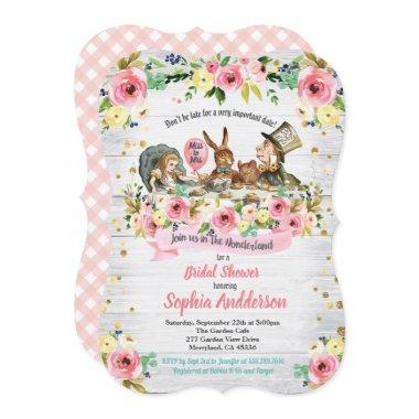 Alice in Wonderland bridal shower Invitations pink