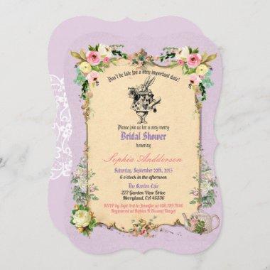 Alice in Wonderland bridal shower Invitations tea
