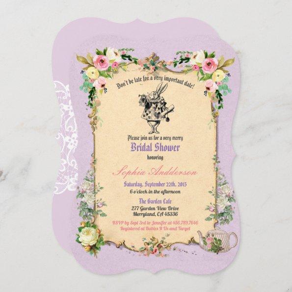 Alice in Wonderland bridal shower Invitations tea