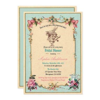 Alice in Wonderland bridal shower Invitations teal