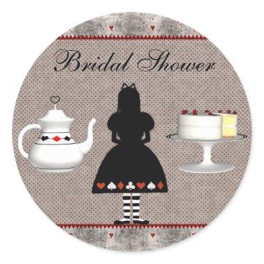 Alice in Wonderland Bridal Shower Tea Party Classic Round Sticker