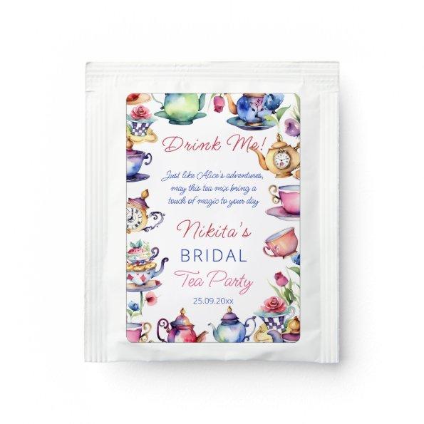 Alice in wonderland bridal shower tea party favors tea bag drink mix