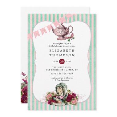 Alice In Wonderland Bridal Shower Tea Party Invitations