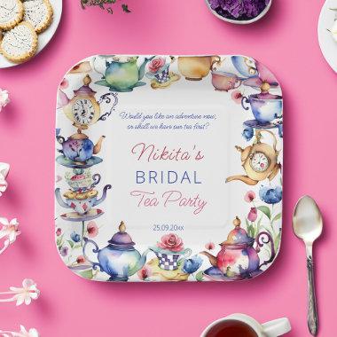 Alice in wonderland bridal shower tea party paper plates