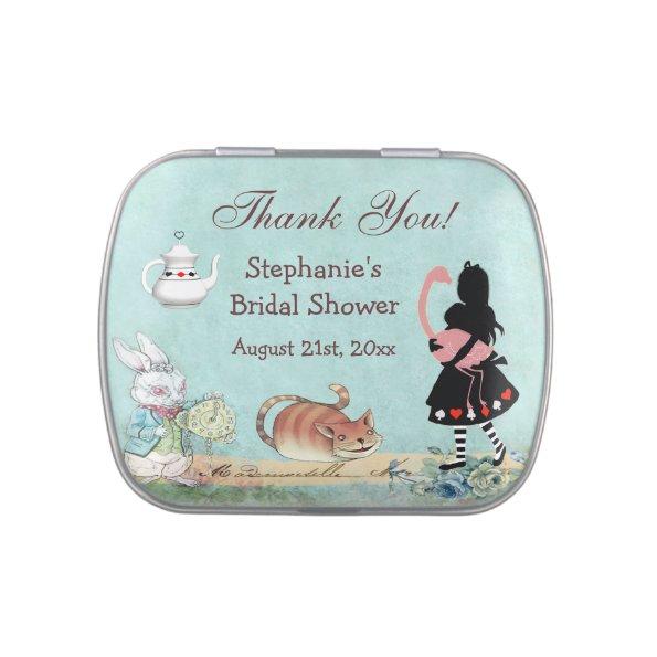 Alice in Wonderland Bridal Shower Thank You Favor Candy Tin