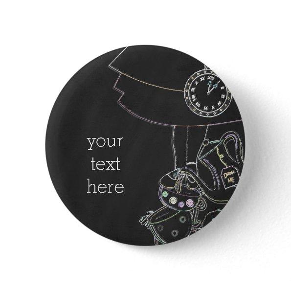 Alice in Wonderland Chalkboard Sketch Chalk Party Pinback Button