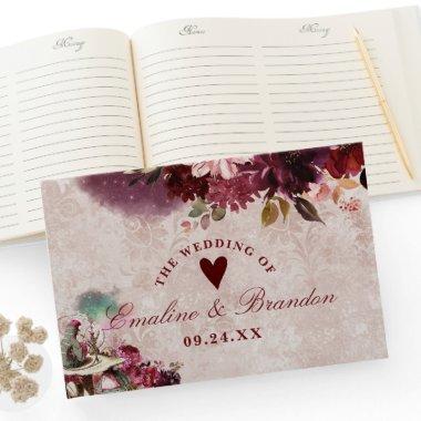 Alice in Wonderland Elegant Vintage Floral Wedding Guest Book