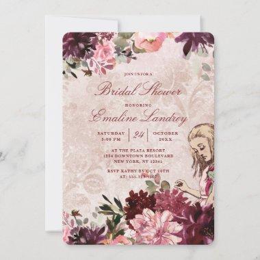 Alice in Wonderland Elegant Wedding Bridal Shower Invitations