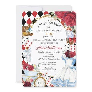 Alice in Wonderland Floral Bridal Shower Tea Party Invitations