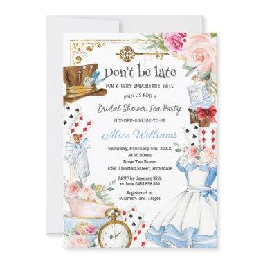 Alice in Wonderland Floral Bridal Shower Tea Party Invitations